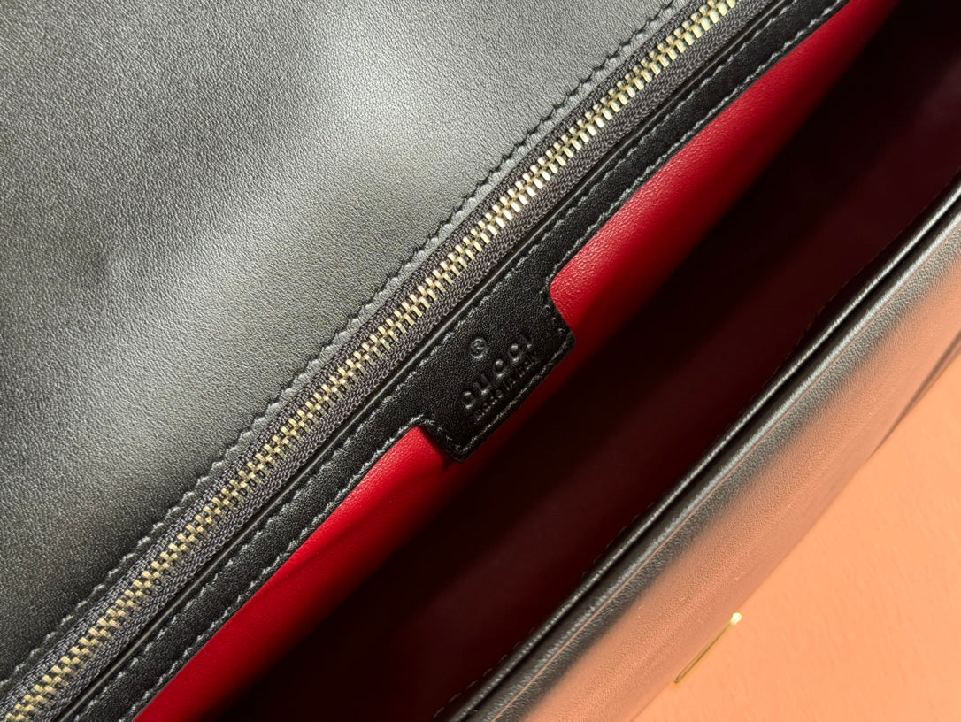 MARMONT SHOULDER BAG 40 IN BLACK CALFSKIN GOLD CHAIN House Of Sarah