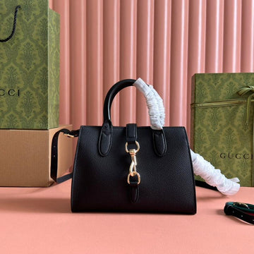 JACKIE SMALL TOTE BAG 24 IN BLACK CALFSKIN GOLD HARDWARE by House Of Sarah