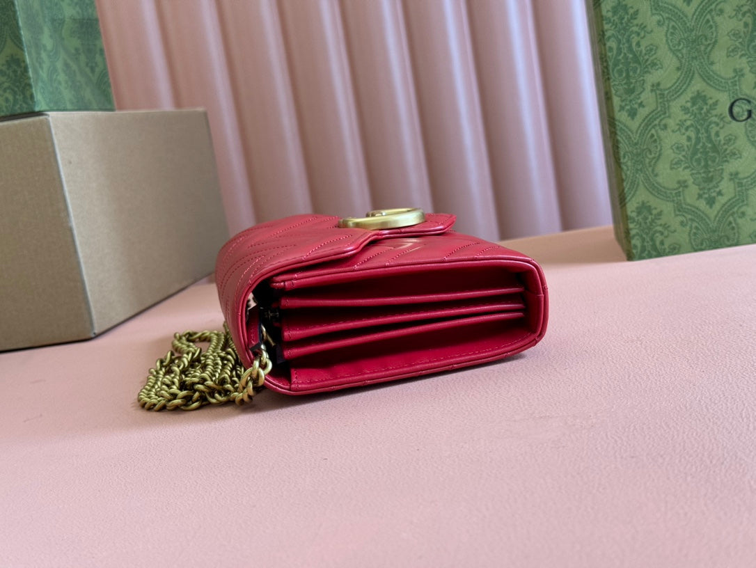 MARMONT SMALL SHOULDER BAG 20 IN RED LAMBSKIN GOLD HARDWARE House Of Sarah