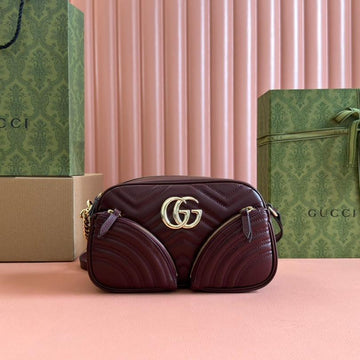 MARMONT SMALL SHOULDER BAG 24 IN WINE RED CALFSKIN GOLD HARDWARE by House Of Sarah