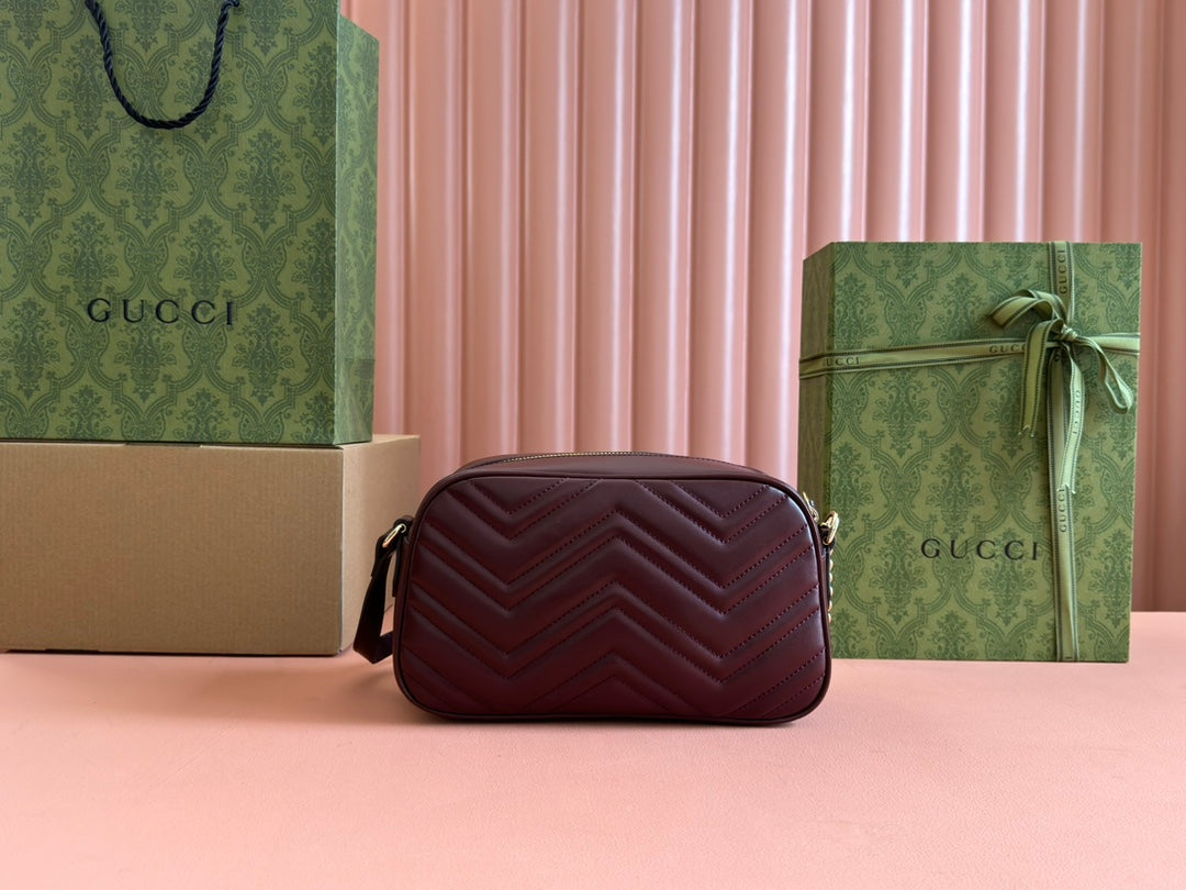 MARMONT SMALL SHOULDER BAG 24 IN WINE RED CALFSKIN GOLD HARDWARE by House Of Sarah
