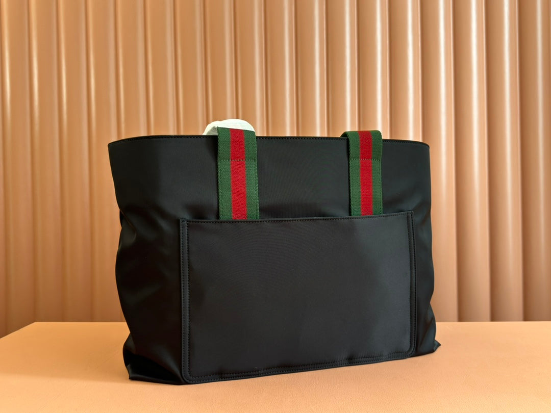 WEB STRIPE-STRAP TOTE BAG 45 IN BLACK CANVAS House Of Sarah