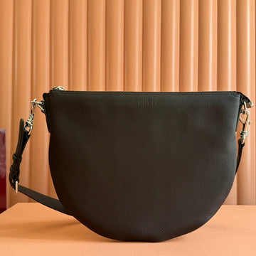 BODY SHOULDER BAG 40 IN DARK BROWN CALFSKIN SILVER HARDWARE by House Of Sarah