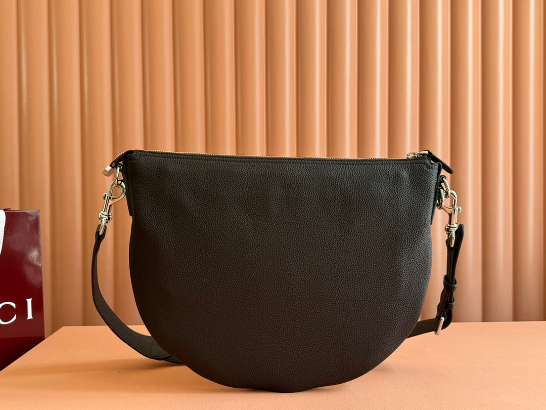 BODY SHOULDER BAG 40 IN DARK BROWN CALFSKIN SILVER HARDWARE House Of Sarah Bags