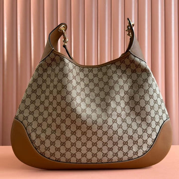 BODY MEDIUM SHOULDER BAD 49 IN BEIGE MONOGRAM CANVAS AND BROWN CALFSKIN GOLD HARDWARE House Of Sarah Bags