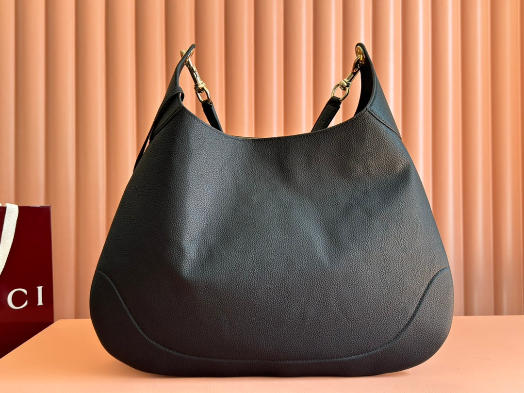 B LARGE SHOULDER BAG 49 IN BLACK SMOOTH LAMBSKIN House Of Sarah