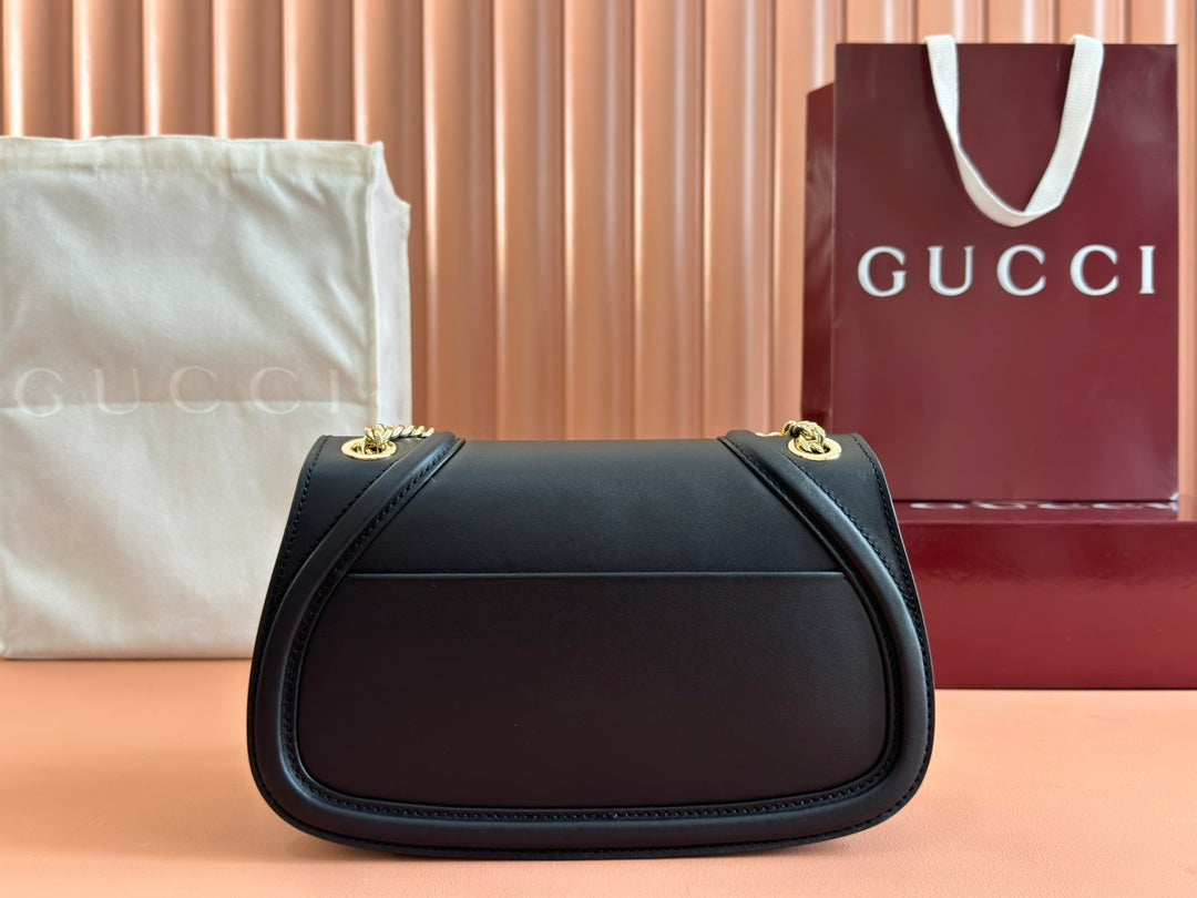 GUCCI 26S BLONDIE SHOULDER BAG 26 IN BLACK CALFSKIN House Of Sarah Bags