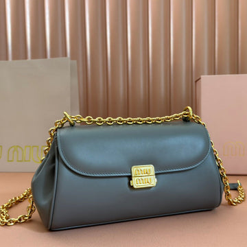 CHAIN SHOULDER BAG 24 IN SLATE GREY PATENT SMOOTH CALFSKIN House Of Sarah