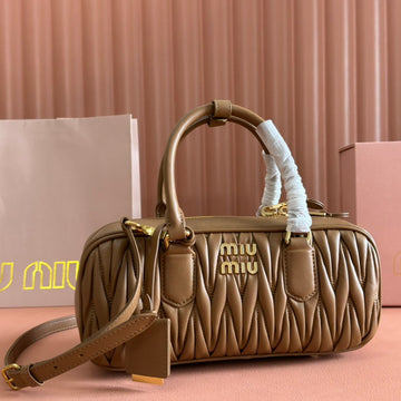ARCADIE MATELASSÉ BAG 27 IN SEPIA BROWN CALFSKIN GOLD HARDWARE House Of Sarah Bags