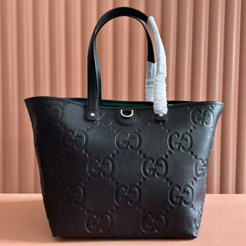 EMBLEM MEDIUM TOTE BAG 30 IN BLACK GG CALFSKIN House Of Sarah Bags