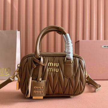ARCADIE MATELASSÉ BAG 19 IN BROWN LAMBSKIN GOLD HARDWARE House Of Sarah Bags