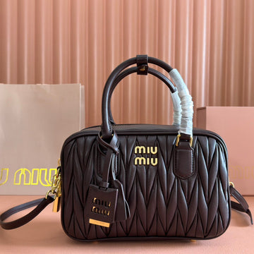 ARCADIE MATELASSÉ BAG 24 IN CHESTNUT BROWN LAMBSKIN GOLD HARDWARE House Of Sarah