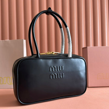 BEAU TOP HANDLE BAG 29 IN BLACK GLOSSY CALFSKIN House Of Sarah Bags