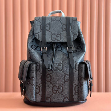 LARGE BACKPACK JUMBO 41 IN GREY AND BLACK GRAINY GG LAMBSKIN by House Of Sarah