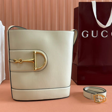 73 MEDIUM BUCKET BAG 27.5 IN OFF WHITE SMOOTH CALFSKIN House Of Sarah Bags