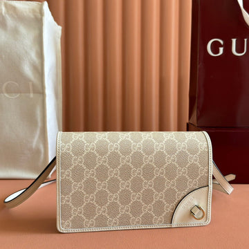 EMBLEM WALLET GG MONOGRAM 20 IN BEIGE AND WHITE SMOOTH CALFSKIN House Of Sarah Bags
