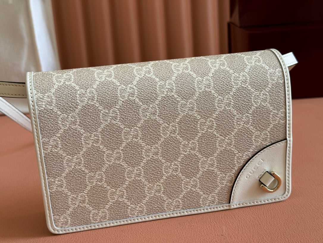 EMBLEM WALLET GG MONOGRAM 20 IN BEIGE AND WHITE SMOOTH CALFSKIN House Of Sarah Bags