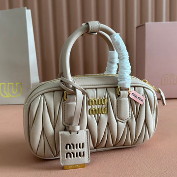 ARCADIE MATELASSÉ BAG 19 IN NUDE CALFSKIN GOLD HARDWARE House Of Sarah Bags