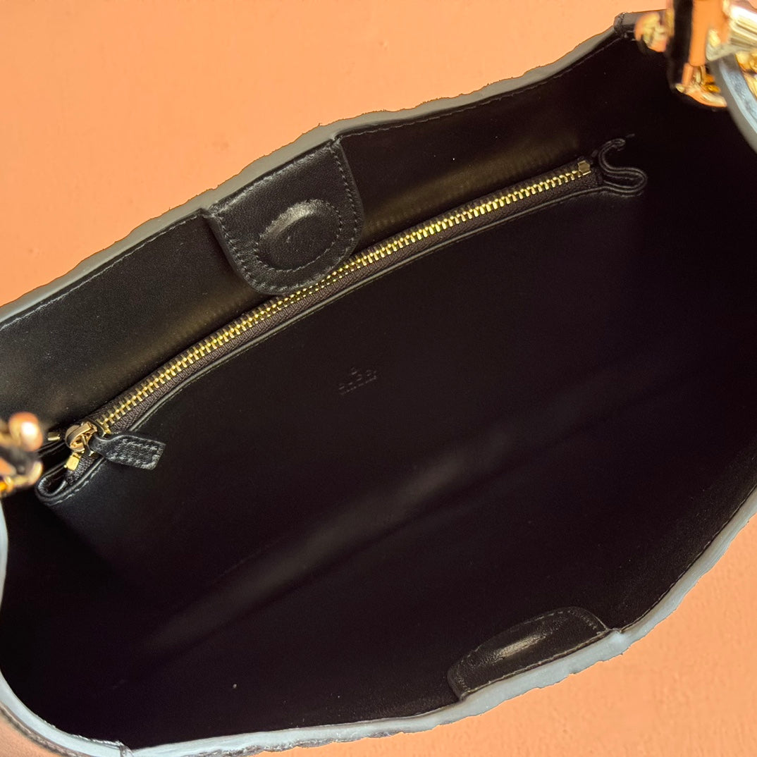 MEDIUM B SHOULDER BAG 42 IN BLACK GG SUEDE
