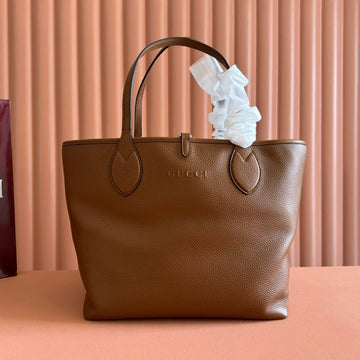 MEDIUM TOTISSIMA REVERSIBLE TOTE BAG 30 IN BROWN CALFSKIN BEIGE AND BROWN GG CANVAS ON SIDE House Of Sarah Bags