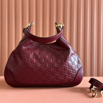MEDIUM B SHOULDER BAG 42 IN ROSSO ANCORA RED GG EMBOSSED CALFSKIN by House Of Sarah