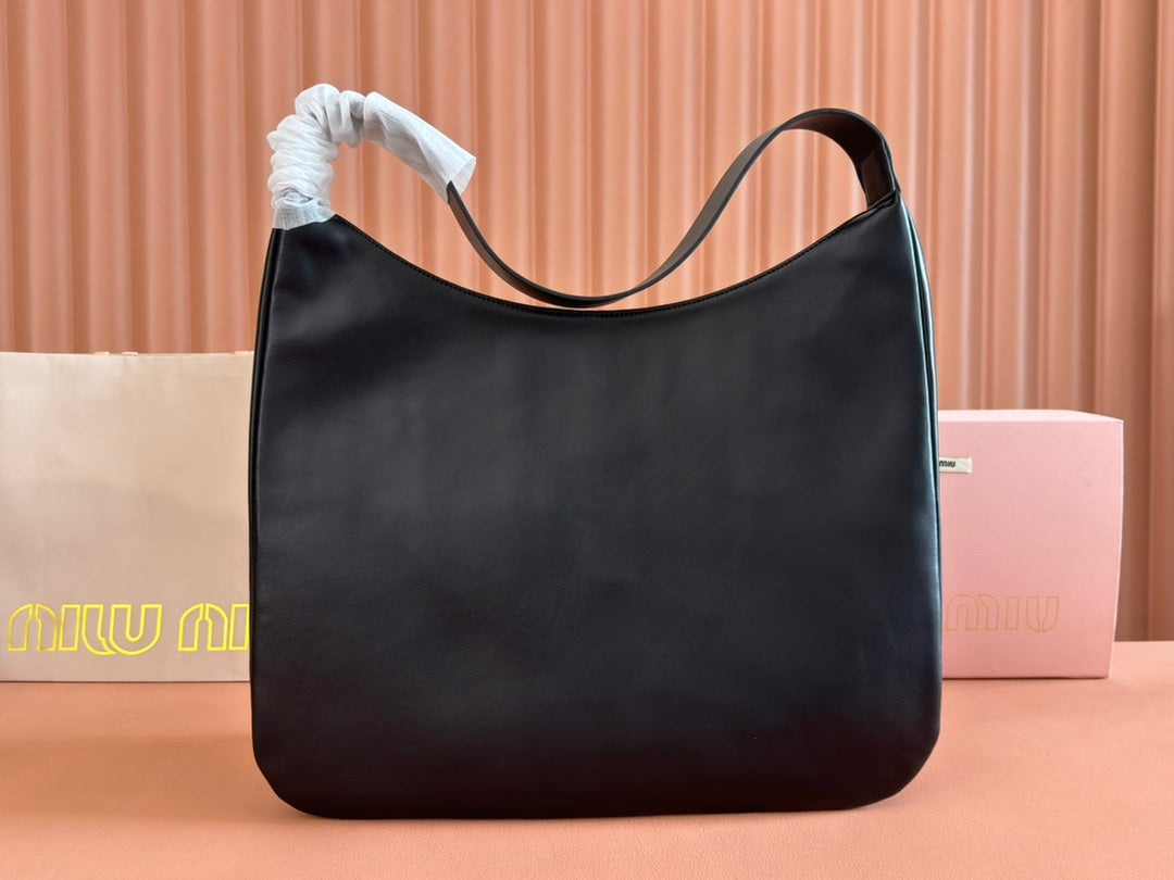 LARGE HOBO TOTE BAG 60 IN BLACK CALFSKIN House Of Sarah