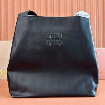 LARGE HOBO TOTE BAG 46 IN BLACK CALFSKIN House Of Sarah