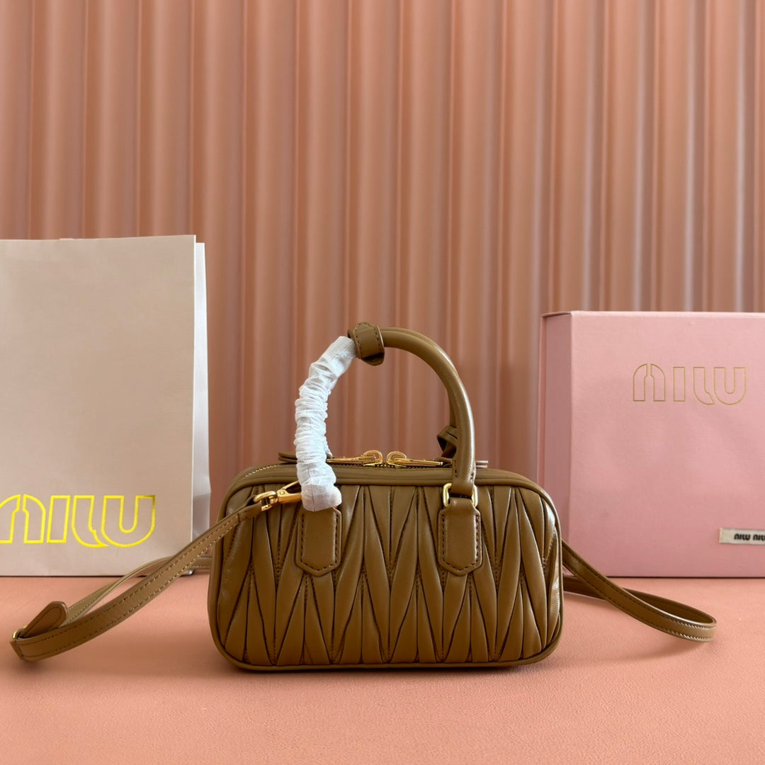 ARCADIE MINI BAG 19 CARAMEL IN MATELASSÉ NAPPA LEATHER House Of Sarah Bags