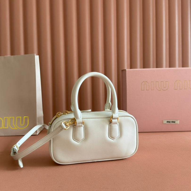 ARCADIE BAG 19 WHITE IN CALFSKIN GOLD HARDWARE House Of Sarah