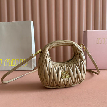 WANDER MATELASSÉ NAPPA MINI BAG 18 IN CARAMEL LAMBSKIN House Of Sarah Bags