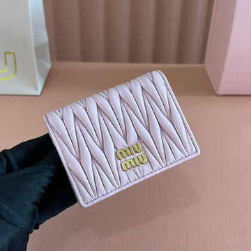 SMALL MATELASSÉ NAPPA LEATHER WALLET LIGHT PINK By House Of Sarah