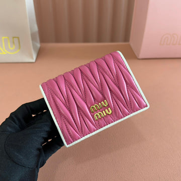 SMALL MATELASSÉ NAPPA LEATHER WALLET FUCHSIA By House Of Sarah