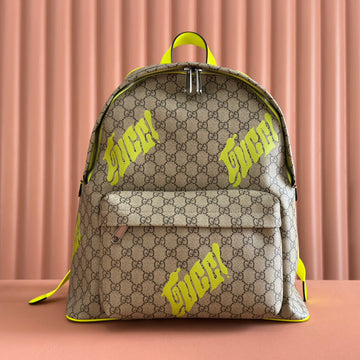 GUCCI MEDIUM BACKPACK WITH PRINT 41 LIME GREEN IN CALFSKIN House Of Sarah Bags