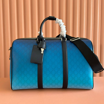 GUCCI CHROMA LARGE DUFFLE BAG 45 BLUE IN GG MONOGRAM CANVAS House Of Sarah Bags