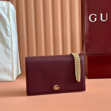 GG MARMONT 20 MINI CHAIN BAG IN DARK RED CALFSKIN House Of Sarah Bags