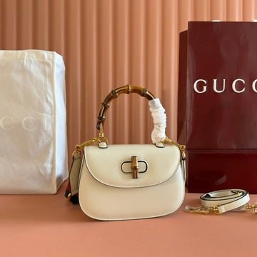 GUCCI BAMBOO MINI BAG 21 WHITE IN CALFSKIN House Of Sarah Bags