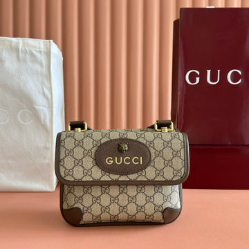 GUCCI NEO TIGER HEAD CROSSBODY BAG 22 IN CANVAS BROWN LEATHER TRIM by House Of Sarah