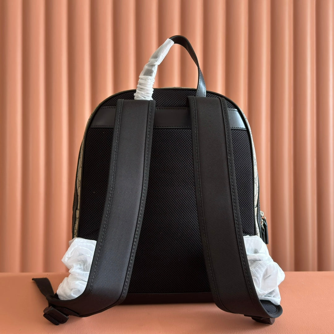 EMBOSSED BACKPACK 40 IN BEIGE AND DARK BROWN CALFSKIN House Of Sarah Bags