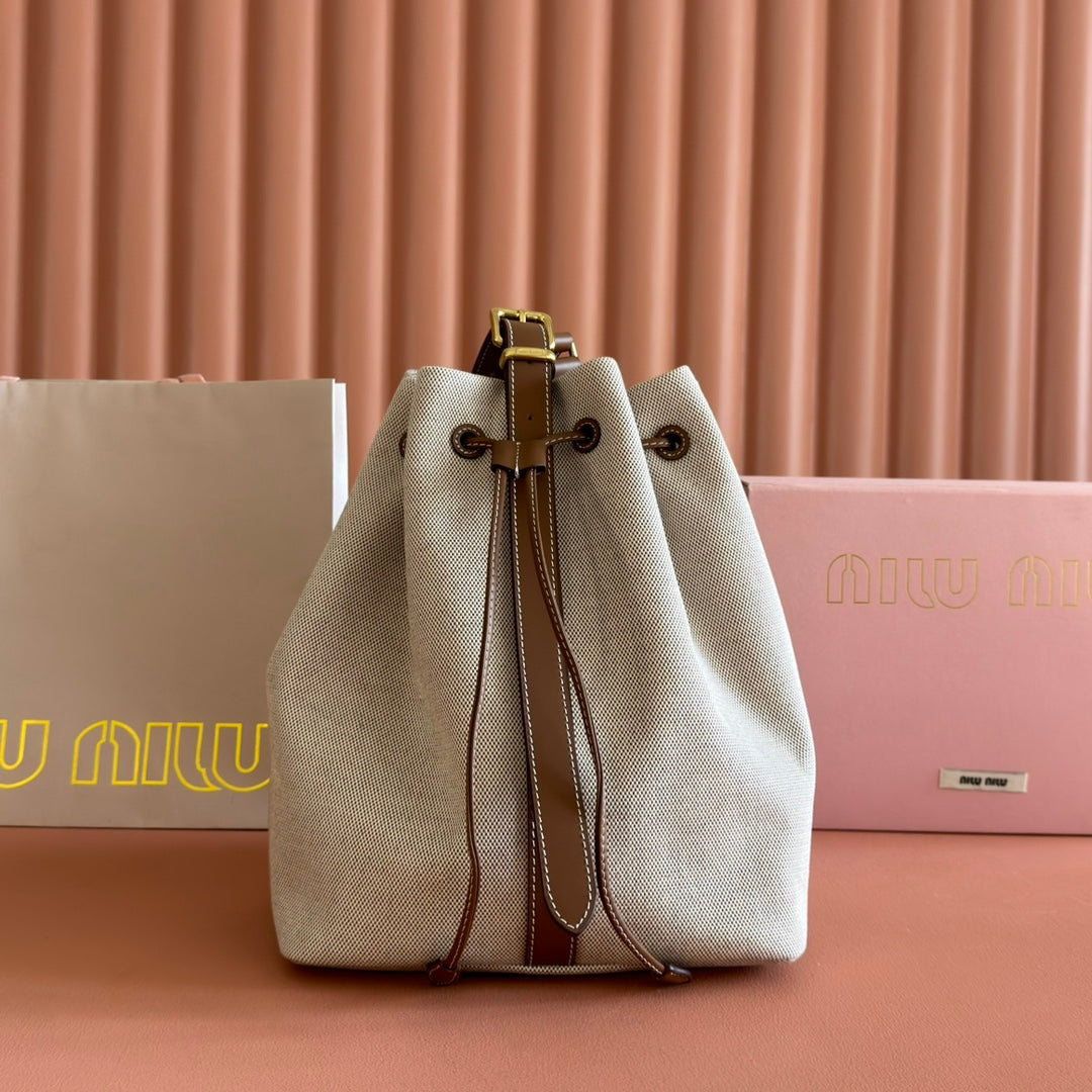 BUCKET BAG 29 BEIGE AND  Y IN CANVAS House Of Sarah Bags