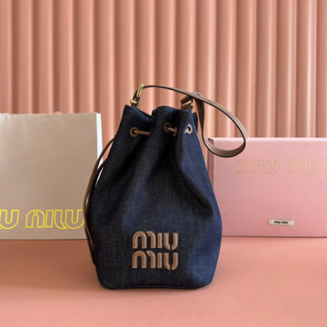BUCKET BAG 29 DENIM BLUE AND  Y IN CANVAS House Of Sarah Bags