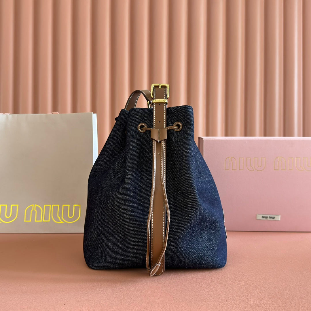 BUCKET BAG 29 DENIM BLUE AND  Y IN CANVAS House Of Sarah Bags