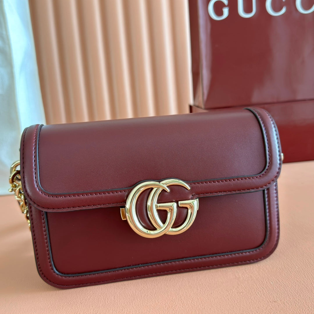 GUCCI 26S SHOULDER BAG 21 IN DARK RED CALFSKIN House Of Sarah Bags