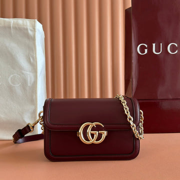 GUCCI 26S SHOULDER BAG 21 IN DARK RED CALFSKIN by House Of Sarah
