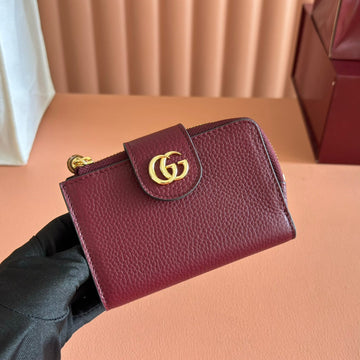 GG 25S MARMONT WALLET 13 IN RED CALFSKIN GOLD HARDWARE House Of Sarah