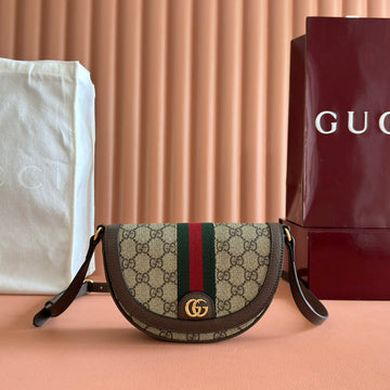 GUCCI 25S OPHIDIA MINI BAG 20 IN DARK BEIGE CANVAS AND BROWN CALFSKIN House Of Sarah Bags