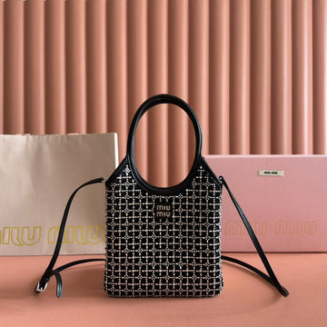 MIUMIU 26S CRYSTAL TOTE 24 BAG IN BLACK CALFSKIN House Of Sarah