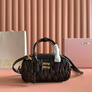 MIUMIU 26S ARCADIE MATELASSE BAG 22 IN BLACK CALFSKIN GOLD HARDWARE House Of Sarah Bags