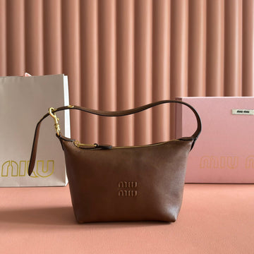 MIUMIU 26S CORDUROY POUCH BAG 25 IN BROWN CALFSKIN GOLD HARDWARE House Of Sarah Bags