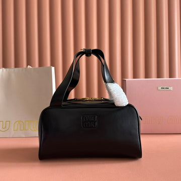 MIUMIU 26S TOP-HANDLE BAG 28 IN BLACK CALFSKIN GOLD HARDWARE House Of Sarah
