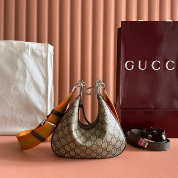 GUCCI 25S ATTACHE SHOULDER BAG 23 CM IN DARK BEIGE MIX BROWN CALFSKIN House Of Sarah